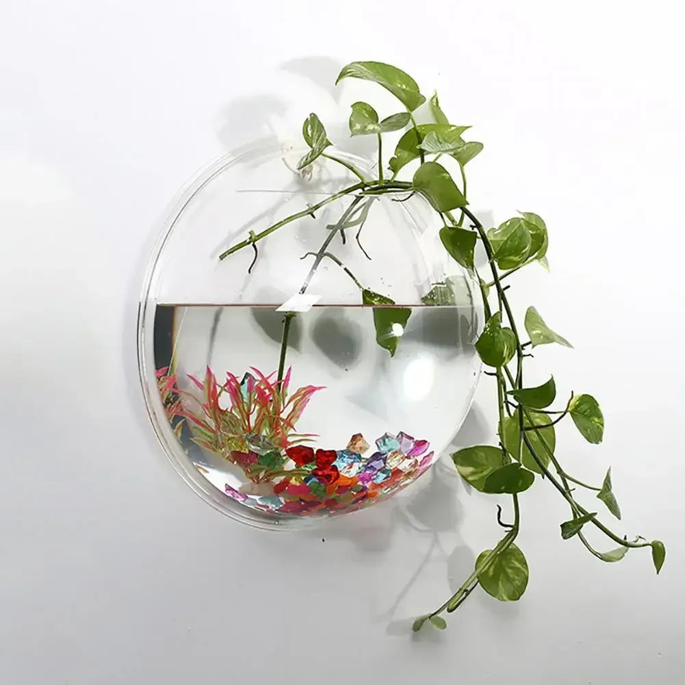 Fish Tank Clear Transparent Wall Mounted Acrylic Creative Flower Pot Hanging Acrylic Creative Decor Fish Tanks Home Accessories