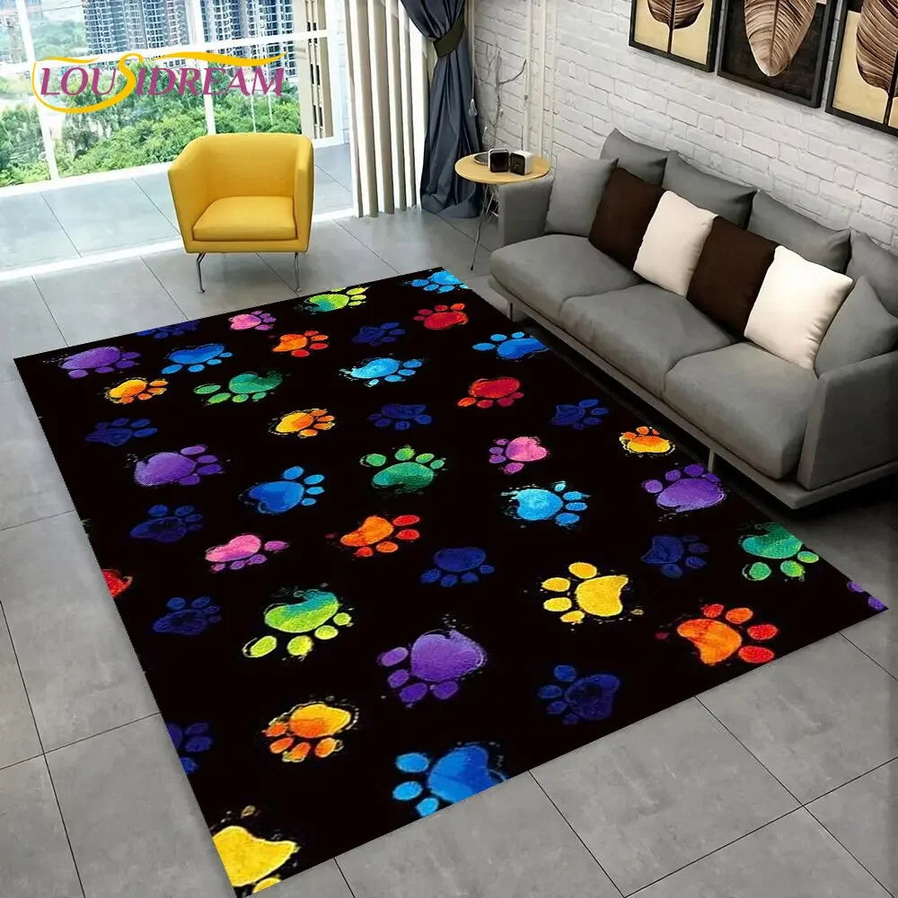 Pets Footprint Sole Series 3D Area Rug Large,Carpet Rug for Living Room Bedroom Sofa Doormat Decoration,kids Non-slip Floor Mat