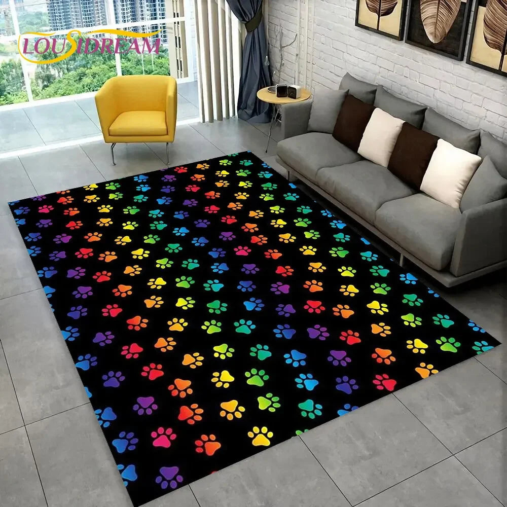 Pets Footprint Sole Series 3D Area Rug Large,Carpet Rug for Living Room Bedroom Sofa Doormat Decoration,kids Non-slip Floor Mat