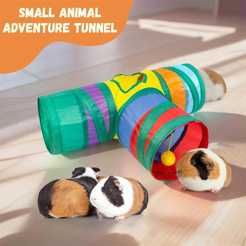 Hamster Toys Rat Tunnel Guinea Pig Tunnel Indoor Small Animal Toys Hamster Toys 3-way Collapsible Tunnel Toy Pets Supplies