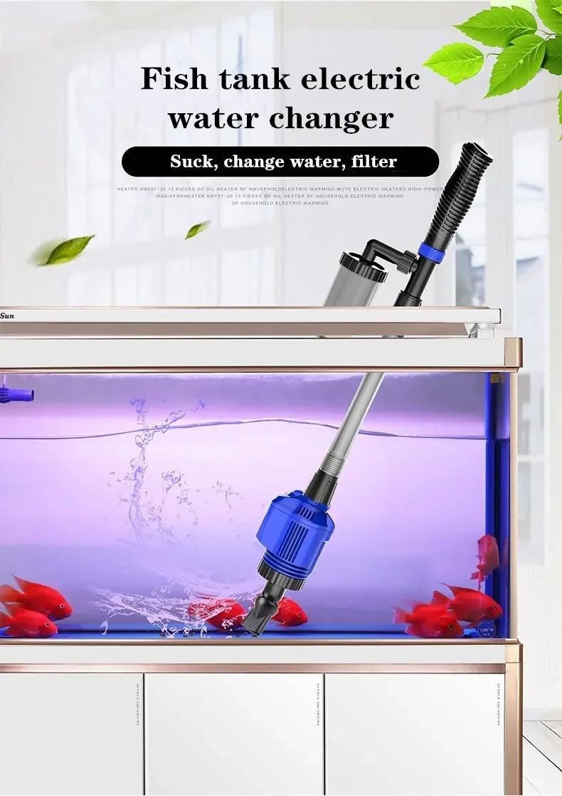 Aquarium Electric Gravel Cleaner Automatic Cleaner with Sponge Filter Fish Tank Vacuum Gravel Cleaner for Fish Tanks