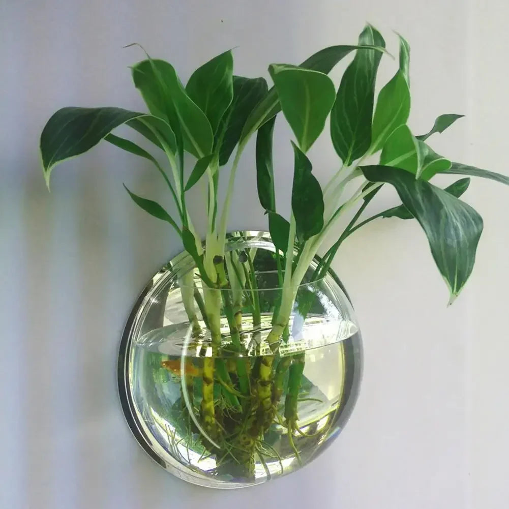 Fish Tank Clear Transparent Wall Mounted Acrylic Creative Flower Pot Hanging Acrylic Creative Decor Fish Tanks Home Accessories