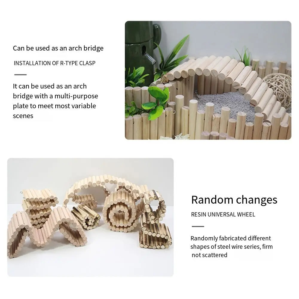 Bendable Hamster Multifunctional Easy To Install Hamster Wooden Cage Decoration