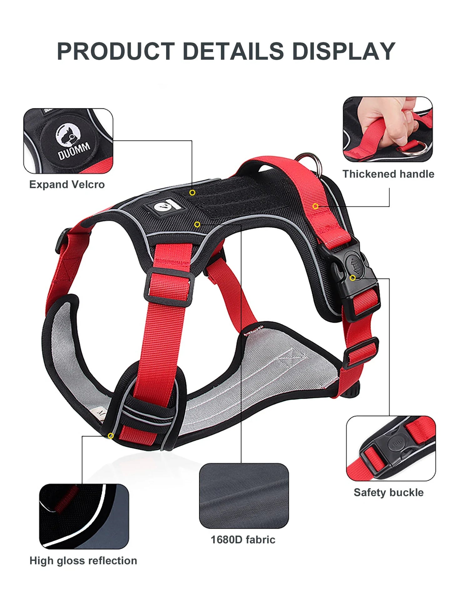 Dog Harness Reflective Dog Collars Harness Midium/Large Dogs Vests 1680D Waterproof Oxford Cloth Dog Harnesses Pet Accessoires