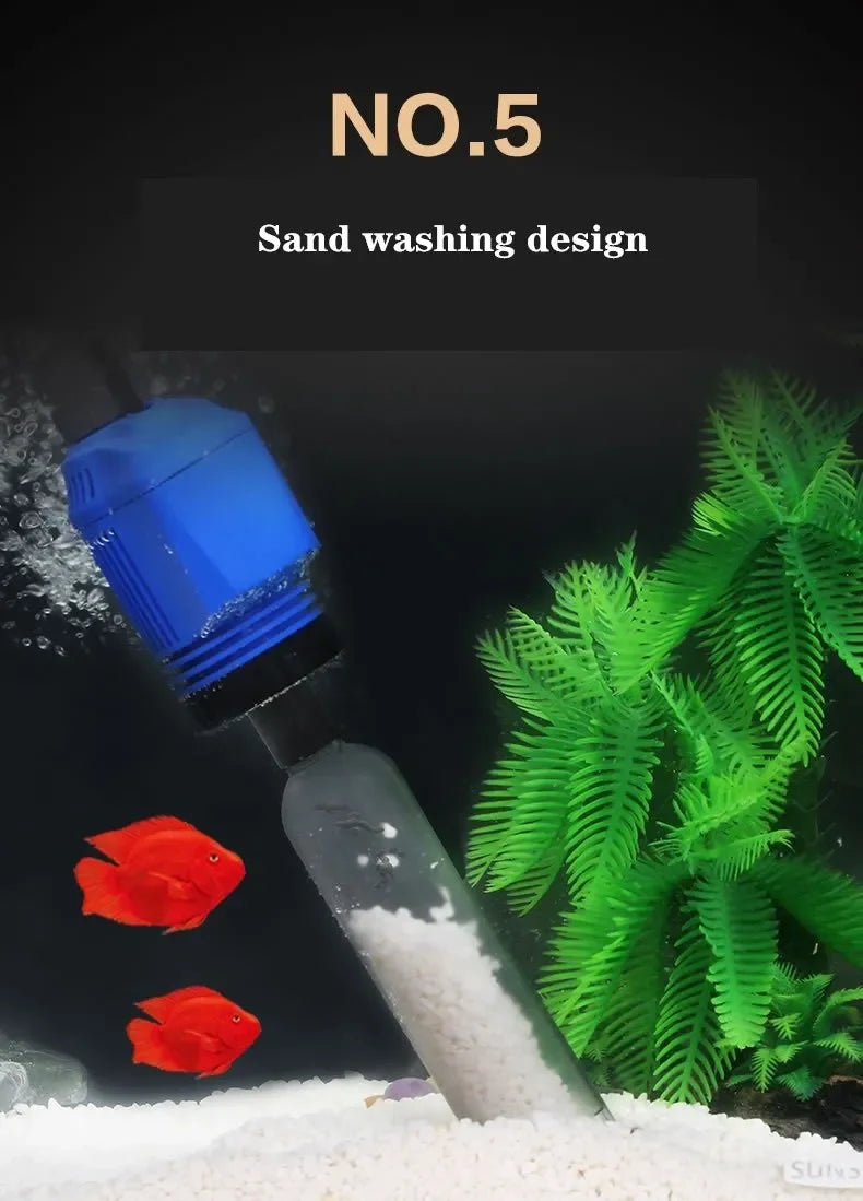Aquarium Electric Gravel Cleaner Automatic Cleaner with Sponge Filter Fish Tank Vacuum Gravel Cleaner for Fish Tanks