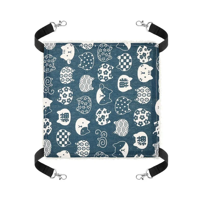 Cat Canvas Hammock Bed Pet Hamster Beds Double-Sided Hanging Bed Pet Swing Bed Hamster Squirrel Rabbit Rest Sleep Supplies