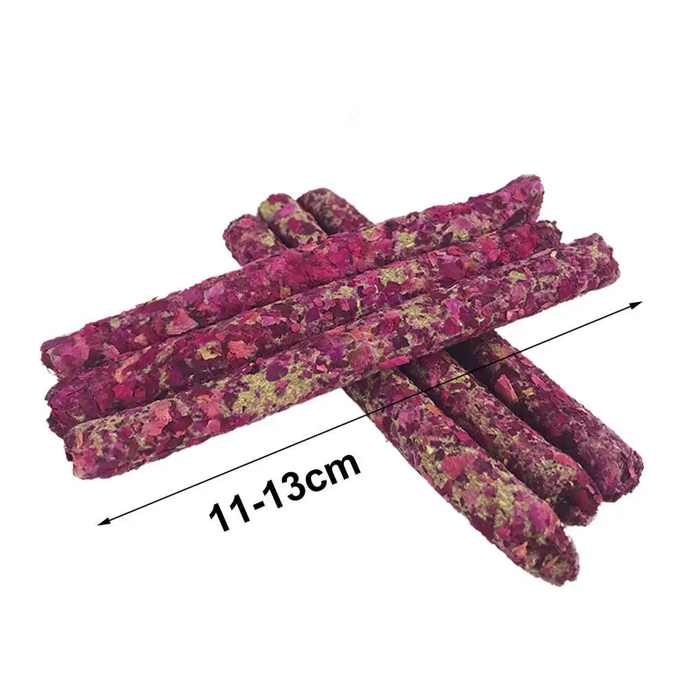 6/18pcs Rabbit Chew Sticks Mixed Natural Flower Chew Toys Treats For Rabbit Bunny Chinchilla Guinea Pig Hamster Molar Snacks