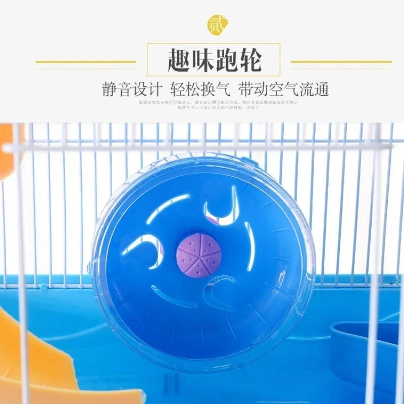 Hamster Cage Clear View 2 Layer Mouse Gerbil Castle Small Animal House (Size:23*17*30cm)