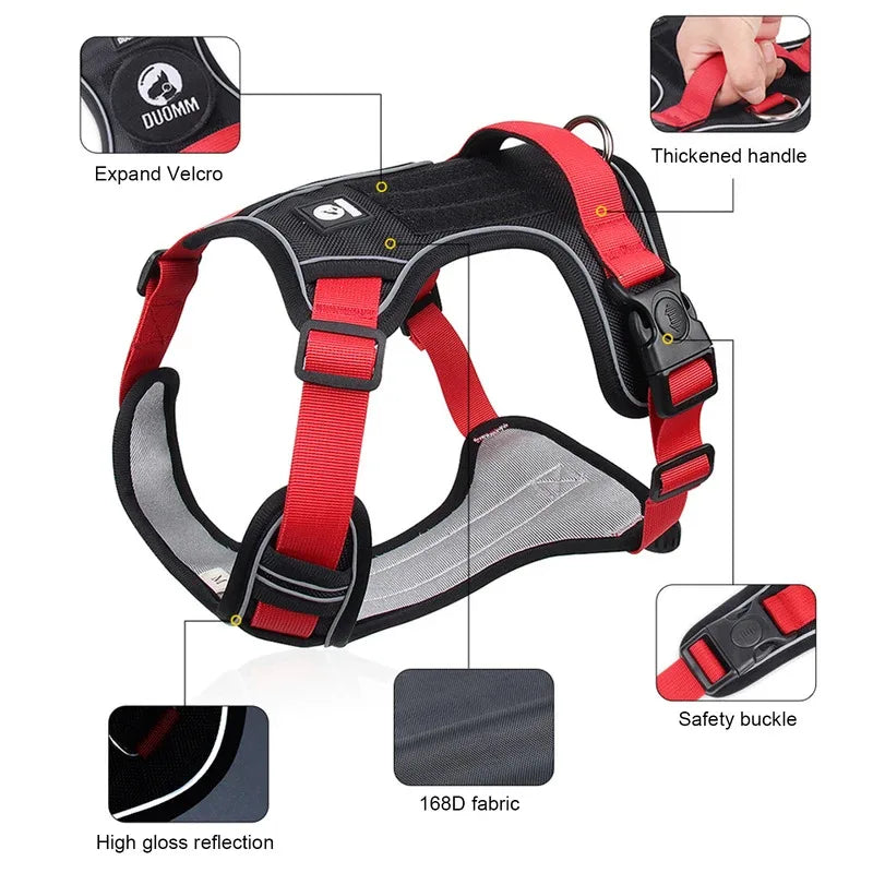 Dog Harness Reflective Dog Collars Harness Midium/Large Dogs Vests 1680D Waterproof Oxford Cloth Dog Harnesses Pet Accessories