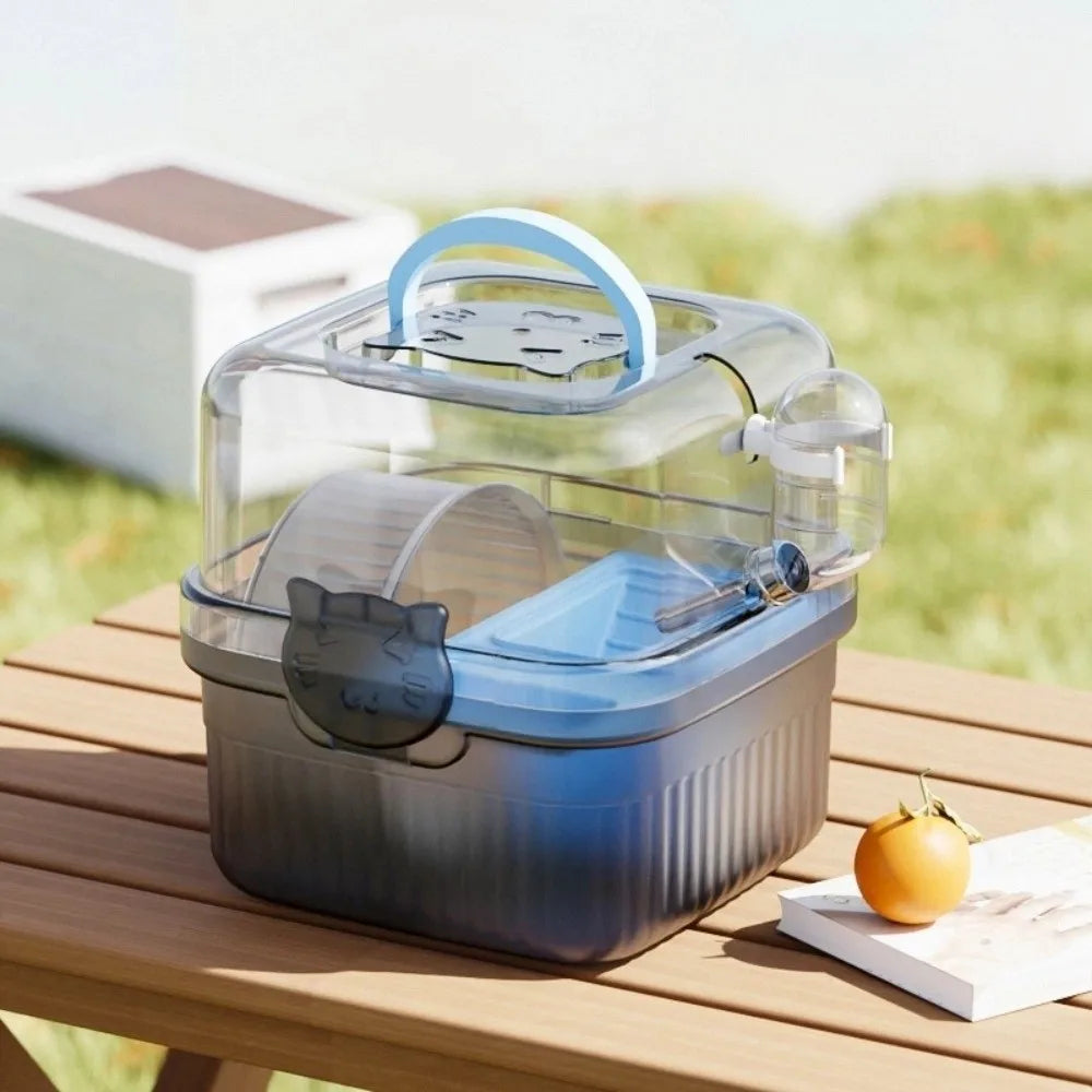 New 2 Layer Hamster Travel Cage Breathable With Handle Pet Carrying Box Water Bottle Large Capacity Hamster Habitat Travel Use