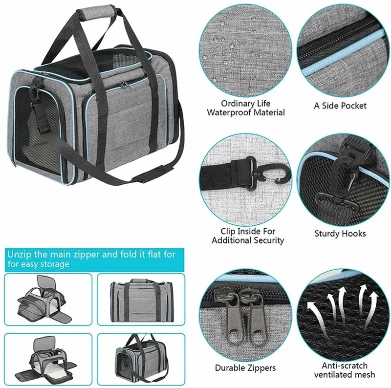 Cat Bag Carriers Outdoor Bag Transporter Portable Handbags Small Foldable Dog Cat Accessories Travel Car Carrying Pet Moving Bag