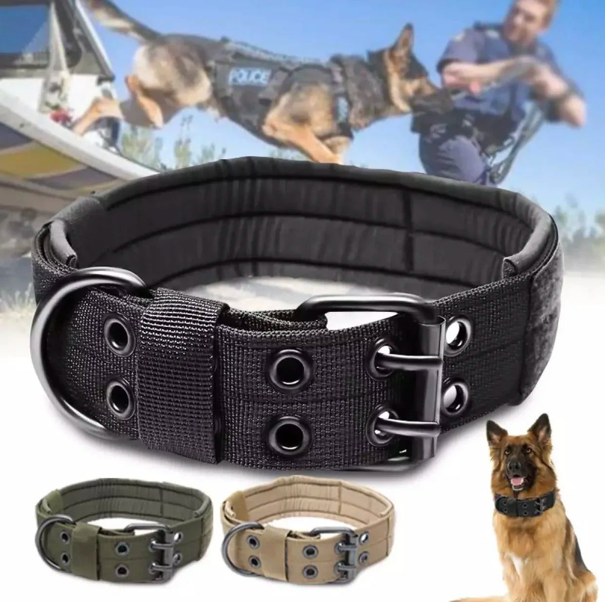 Adjustable Dog Collars Classic Reflective Training Military Dog Collar Nylon Heavy Duty Tactical Dog Collar German Shepherd