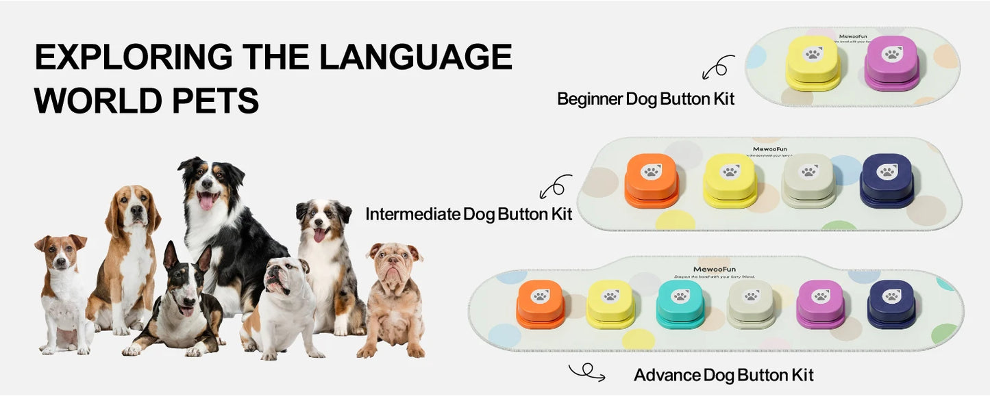 Voice Recording Button Pet Toys Dog Buttons for Communication Pet Training Buzzer Recordable Talking Button with Mat