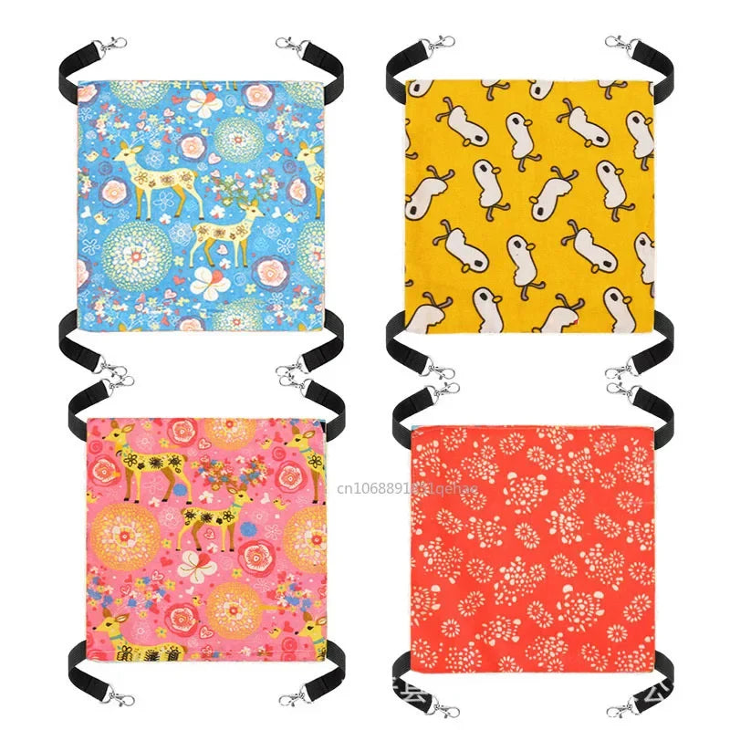 Cat Canvas Hammock Bed Pet Hamster Beds Double-Sided Hanging Bed Pet Swing Bed Hamster Squirrel Rabbit Rest Sleep Supplies