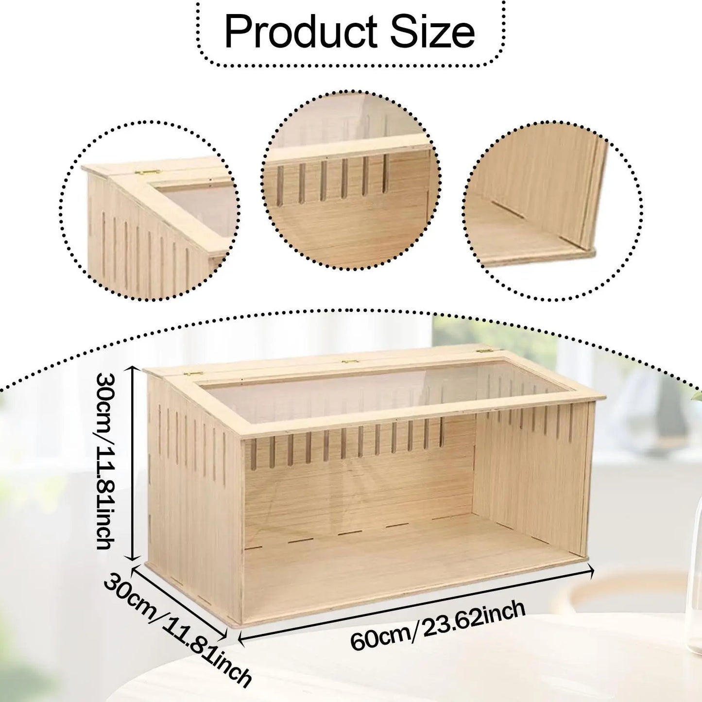 Wooden Hamster Cage Breathable with Window Nest Hideaway Hamster Habitat for Reptiles Mice Chinchillas Guinea Pig Hedgehog