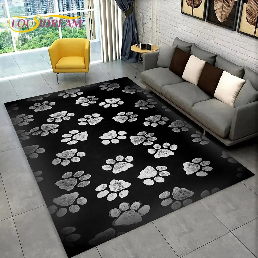 Pets Footprint Sole Series 3D Area Rug Large,Carpet Rug for Living Room Bedroom Sofa Doormat Decoration,kids Non-slip Floor Mat