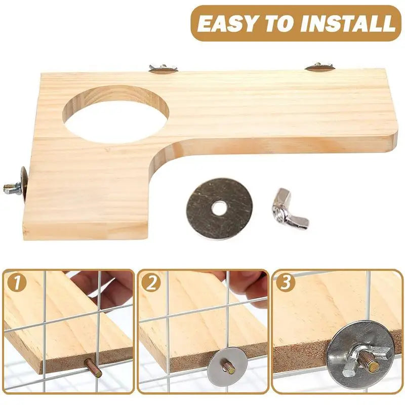 Hamster Wood Platform L-shaped Pedal With Round Hole Cage Accessories For Chinchilla Squirrel Rabbit