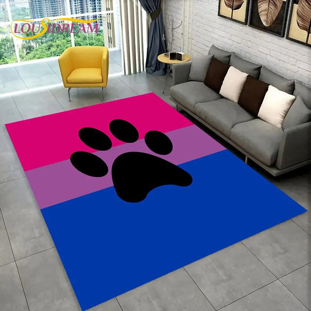 Pets Footprint Sole Series 3D Area Rug Large,Carpet Rug for Living Room Bedroom Sofa Doormat Decoration,kids Non-slip Floor Mat