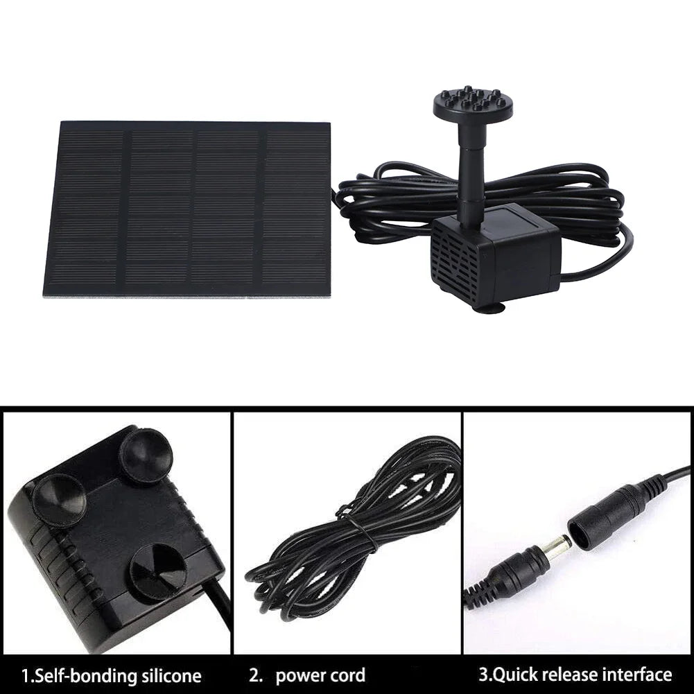 SF004 200L/H DIY Solar Powered Water Fountain Pump 5W 7V PET Solar Panel Kit with 6 Nozzles for Outdoor Fish Tank Aquarium
