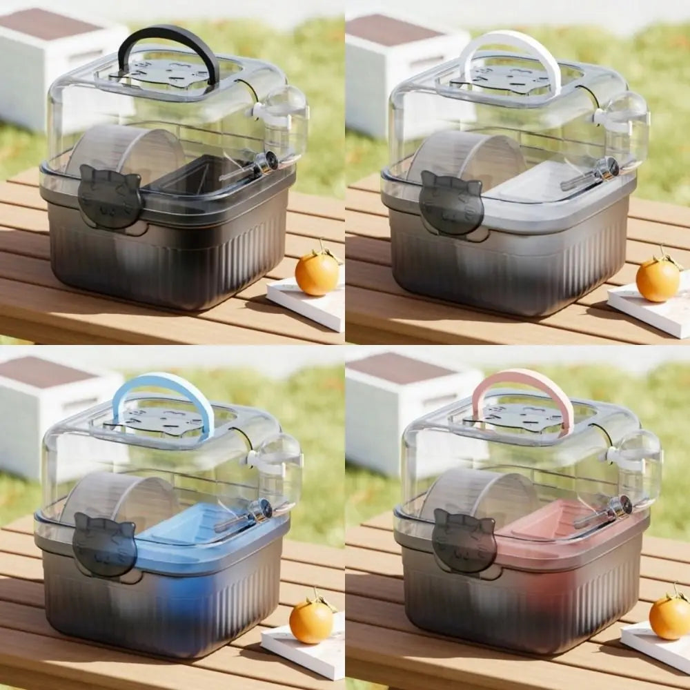 New 2 Layer Hamster Travel Cage Breathable With Handle Pet Carrying Box Water Bottle Large Capacity Hamster Habitat Travel Use