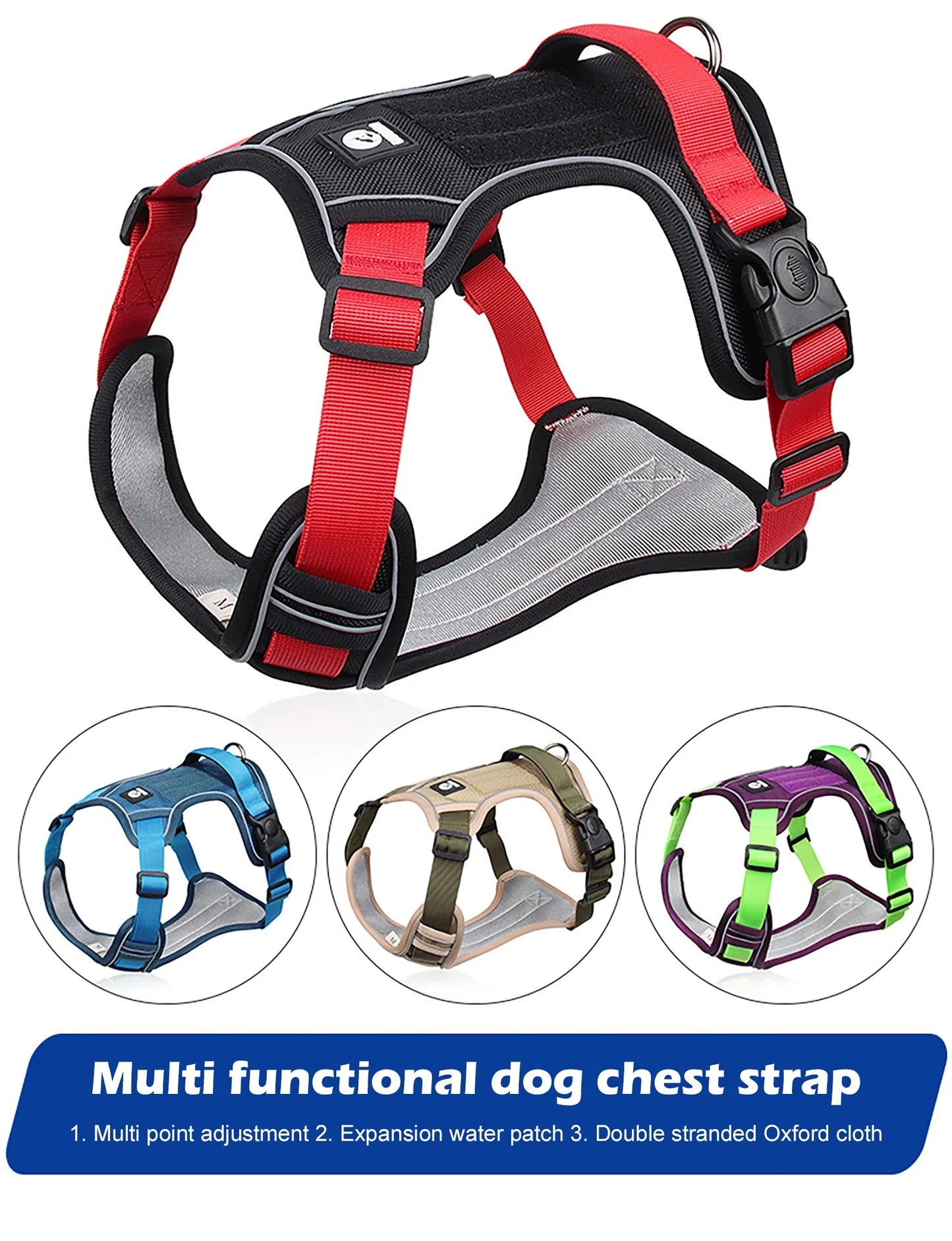 Dog Harness Reflective Dog Collars Harness Midium/Large Dogs Vests 1680D Waterproof Oxford Cloth Dog Harnesses Pet Accessories