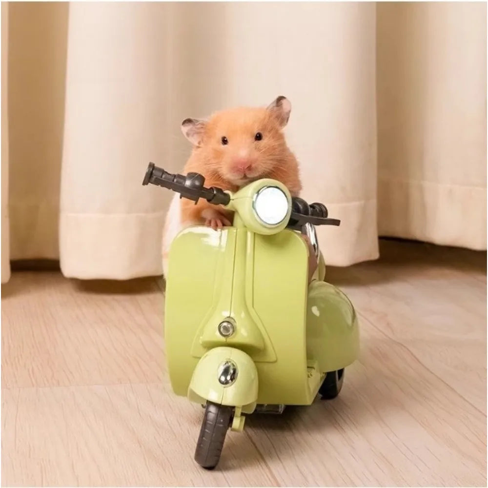 Pet Toy Mini Motorcycle Electric Bike Toy Kitten Hamster Stunt Rotation Cat Accessories Scooter Motorcycle with Lights Music