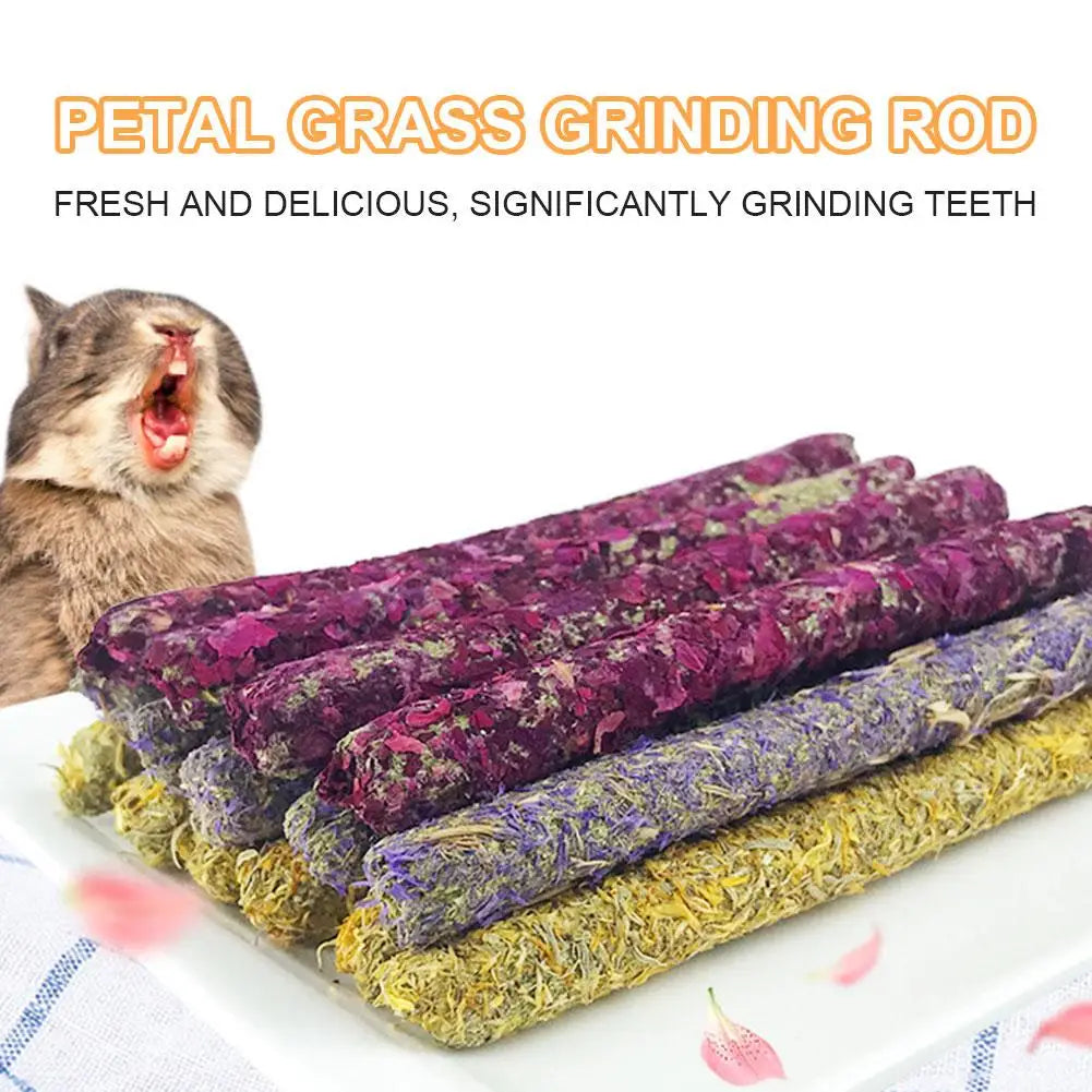 6/18pcs Rabbit Chew Sticks Mixed Natural Flower Chew Toys Treats For Rabbit Bunny Chinchilla Guinea Pig Hamster Molar Snacks