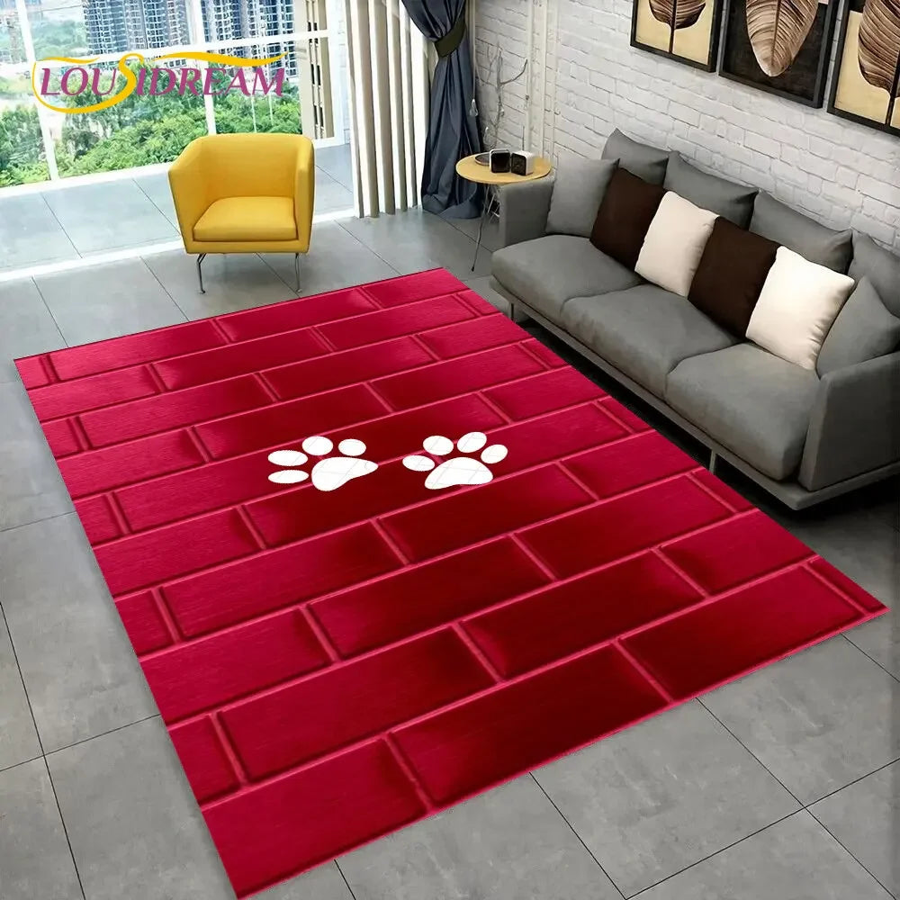 Pets Footprint Sole Series 3D Area Rug Large,Carpet Rug for Living Room Bedroom Sofa Doormat Decoration,kids Non-slip Floor Mat