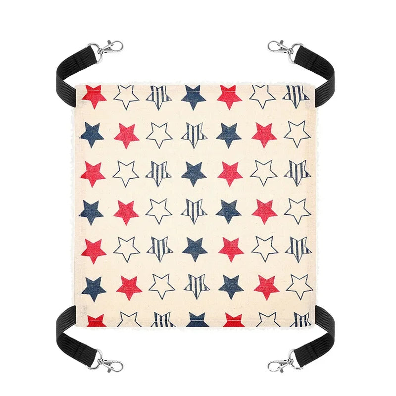 Cat Canvas Hammock Bed Pet Hamster Beds Double-Sided Hanging Bed Pet Swing Bed Hamster Squirrel Rabbit Rest Sleep Supplies