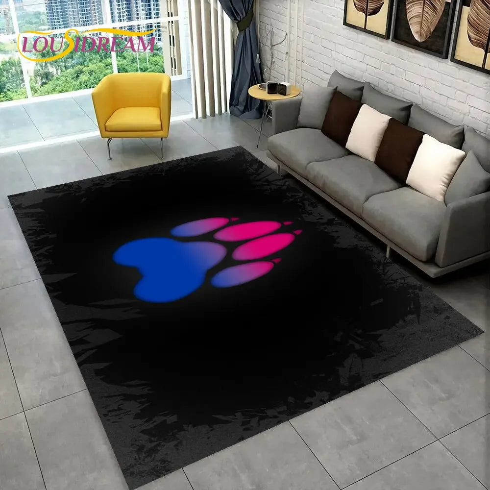 Pets Footprint Sole Series 3D Area Rug Large,Carpet Rug for Living Room Bedroom Sofa Doormat Decoration,kids Non-slip Floor Mat