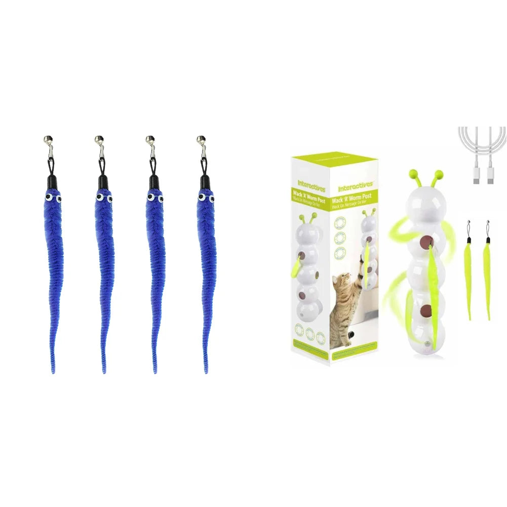 Smart Caterpillar Cat plaything‌ Whack A Mole Cat Interactive Cat Feather Motion Sensor Teasing Cat for Indoor Cats