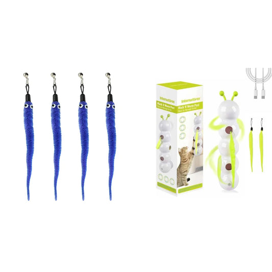 Smart Caterpillar Cat plaything‌ Whack A Mole Cat Interactive Cat Feather Motion Sensor Teasing Cat for Indoor Cats