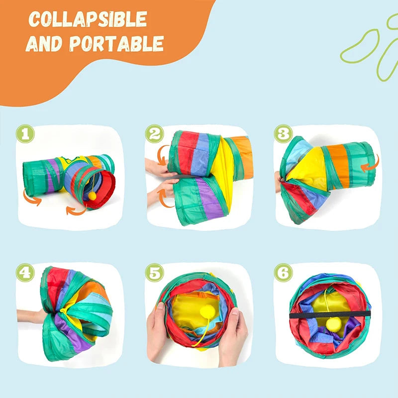 Hamster Toys Rat Tunnel Guinea Pig Tunnel Indoor Small Animal Toys Hamster Toys 3-way Collapsible Tunnel Toy Pets Supplies