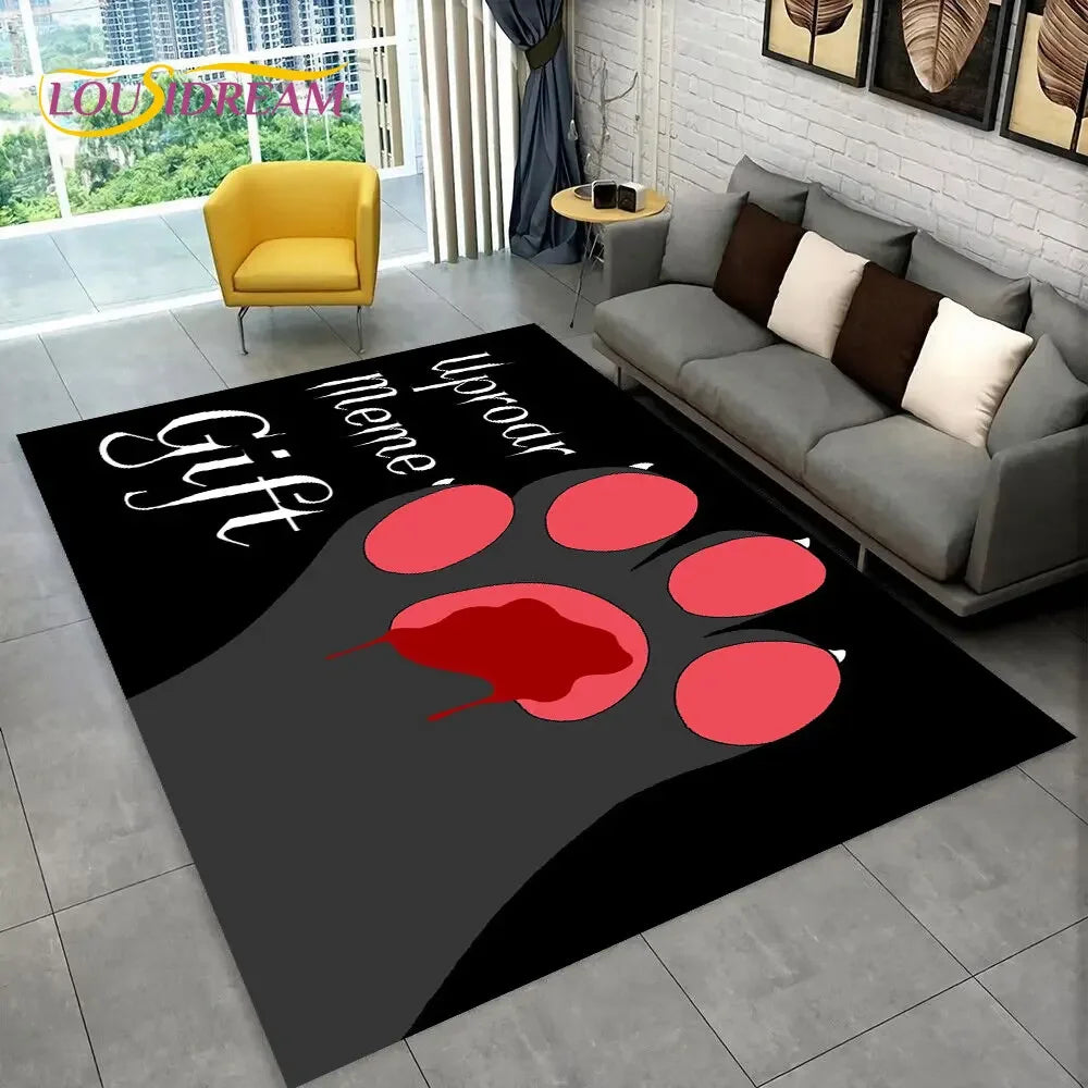 Pets Footprint Sole Series 3D Area Rug Large,Carpet Rug for Living Room Bedroom Sofa Doormat Decoration,kids Non-slip Floor Mat