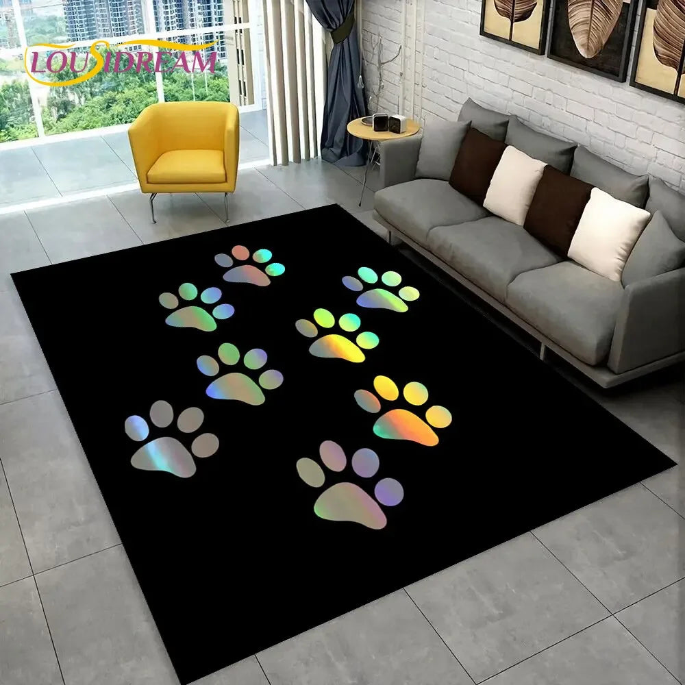 Pets Footprint Sole Series 3D Area Rug Large,Carpet Rug for Living Room Bedroom Sofa Doormat Decoration,kids Non-slip Floor Mat