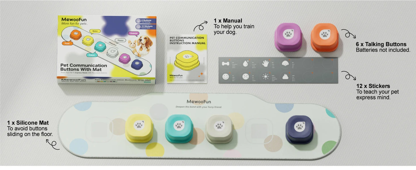 Voice Recording Button Pet Toys Dog Buttons for Communication Pet Training Buzzer Recordable Talking Button with Mat