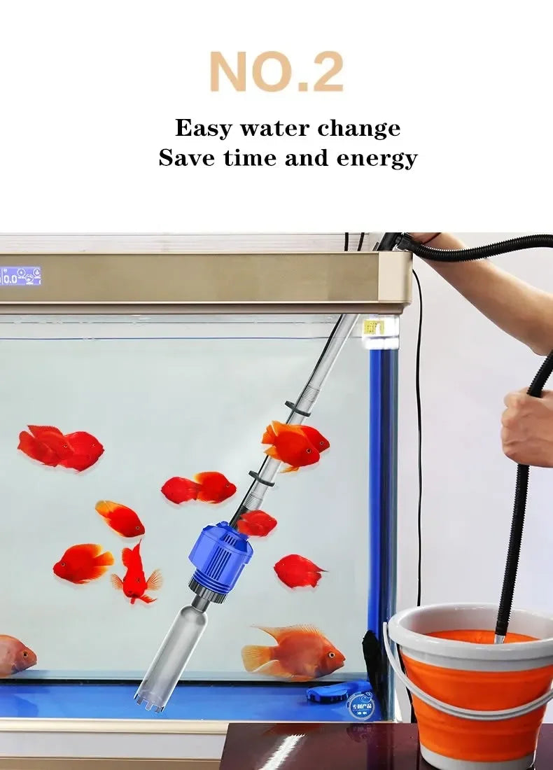Aquarium Electric Gravel Cleaner Automatic Cleaner with Sponge Filter Fish Tank Vacuum Gravel Cleaner for Fish Tanks