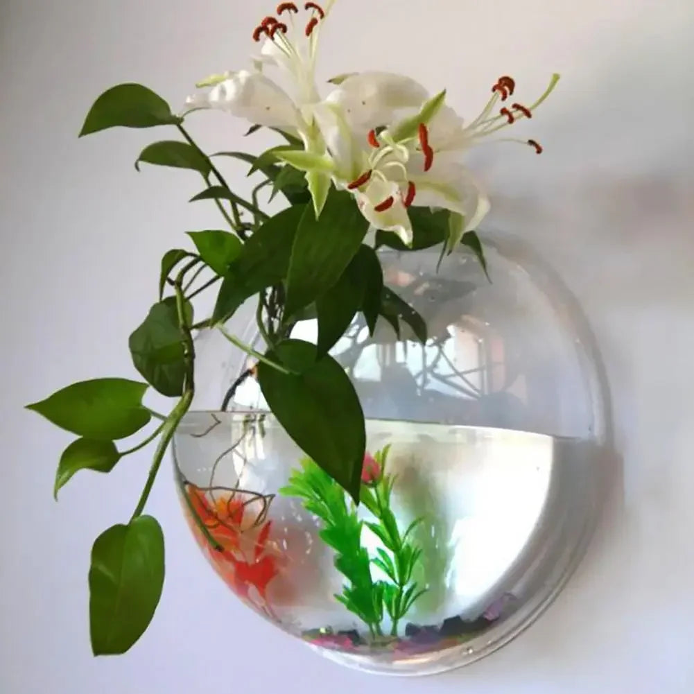 Fish Tank Clear Transparent Wall Mounted Acrylic Creative Flower Pot Hanging Acrylic Creative Decor Fish Tanks Home Accessories