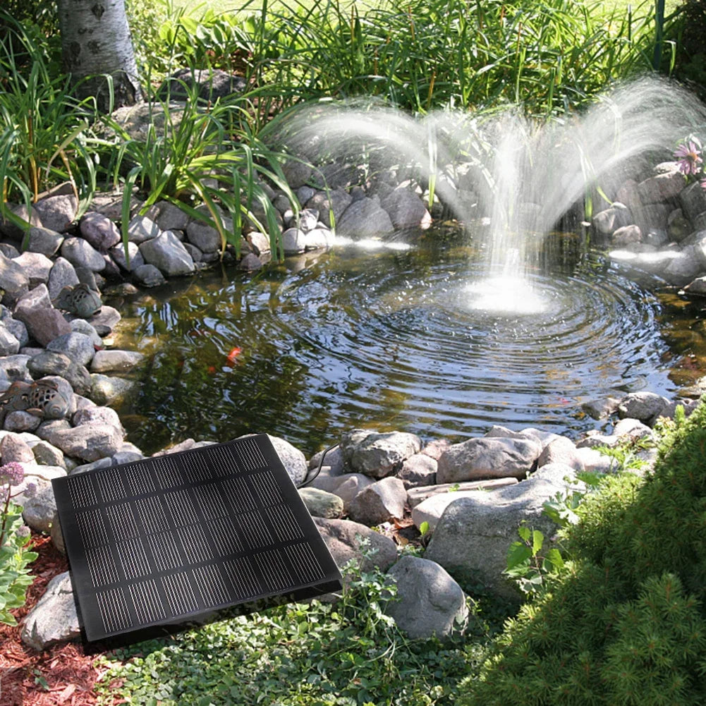 SF004 200L/H DIY Solar Powered Water Fountain Pump 5W 7V PET Solar Panel Kit with 6 Nozzles for Outdoor Fish Tank Aquarium