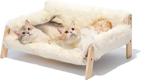 Cat Couch Bed, Pet Sofa for Indoor Cats Wooden Indoor Elevated Cat Beds with Removable Mattress Cover Suitable for Kitty, Puppy