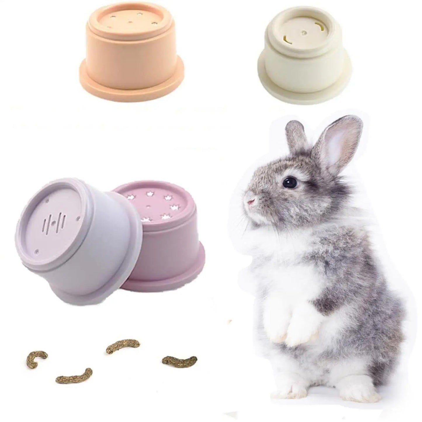 8pcs Multi-Colored Rabbits Stacking Cups Small Animals Reusable Plastic Nesting Toys for Bunny Hamster Chinchillas Guinea Pigs
