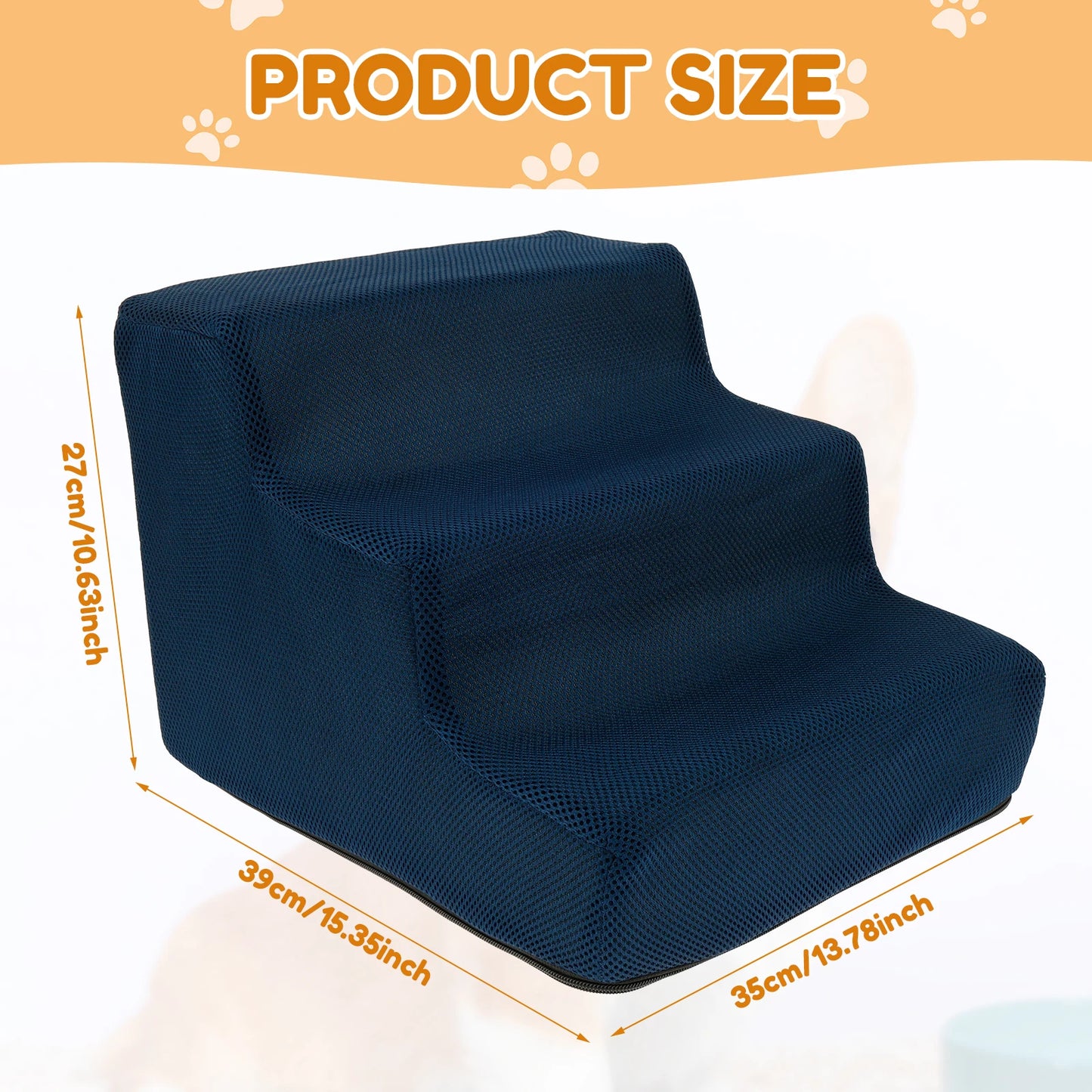 3 Step Puppy Stairs dog ramp for high bed Climbing Anti Slip Removable Washable Cloth Cover 10.63 inch ladder dogs Pets supplies