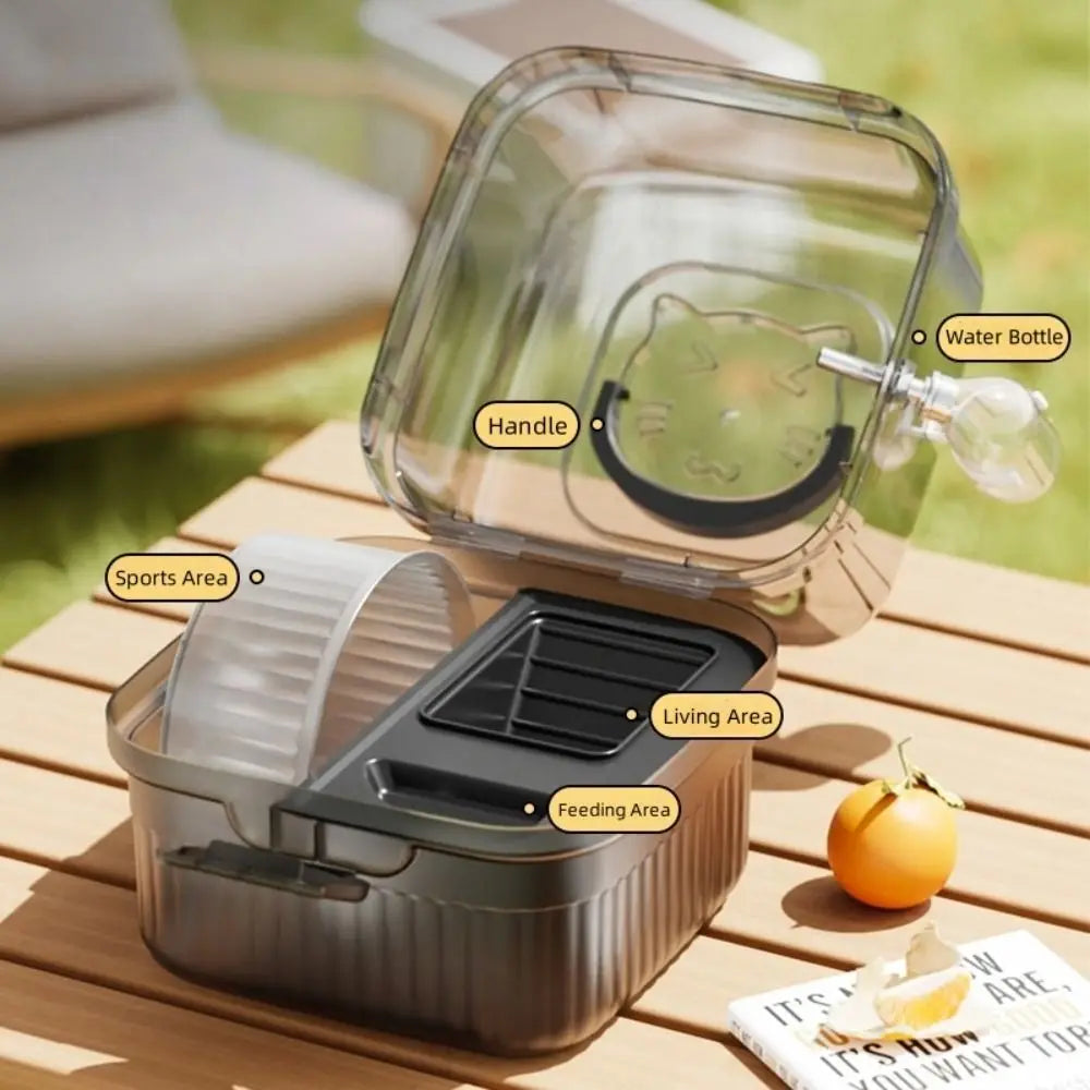 New 2 Layer Hamster Travel Cage Breathable With Handle Pet Carrying Box Water Bottle Large Capacity Hamster Habitat Travel Use