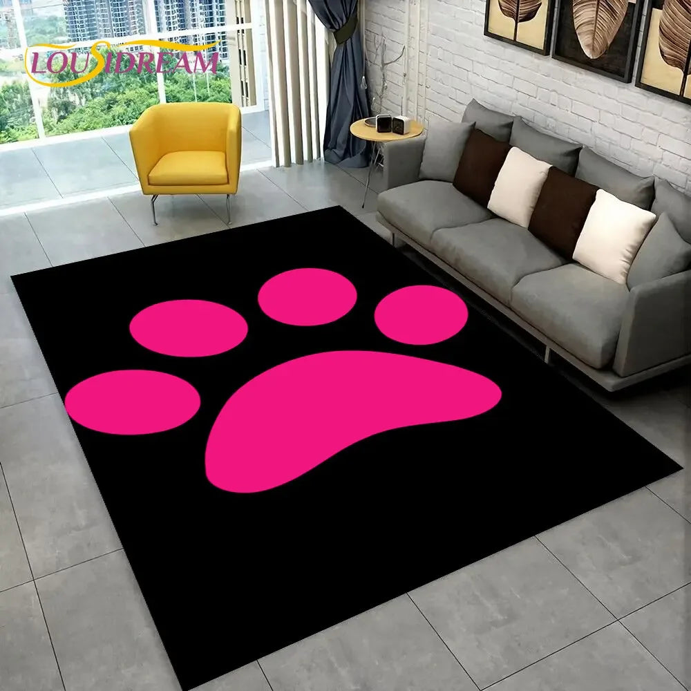 Pets Footprint Sole Series 3D Area Rug Large,Carpet Rug for Living Room Bedroom Sofa Doormat Decoration,kids Non-slip Floor Mat