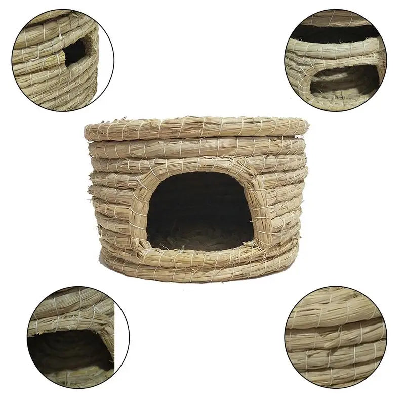 Straw Woven Bird Nest Poultry Incubation Bed Poultry Incubation Bed Bird Breeding House for Pigeon Parrot Hamster Squirrel