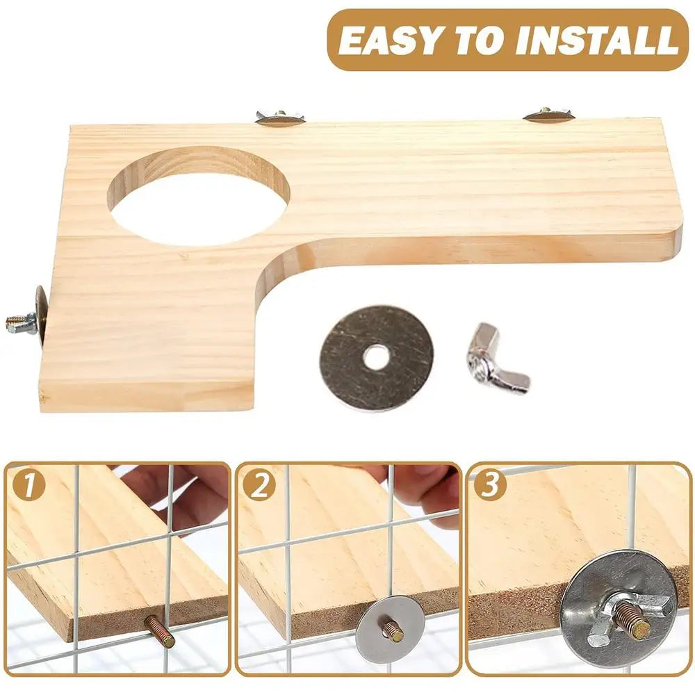 Hamster Wood Platform L-shaped Pedal With Round Hole Cage Accessories For Chinchilla Squirrel Rabbit