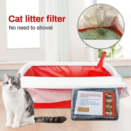 Cat Litter Bags Liners 10Pcs Drawstring Sifting Cat Litter Bags with Filter Net Reusable Litter Box Liners Thick Cat  Bags