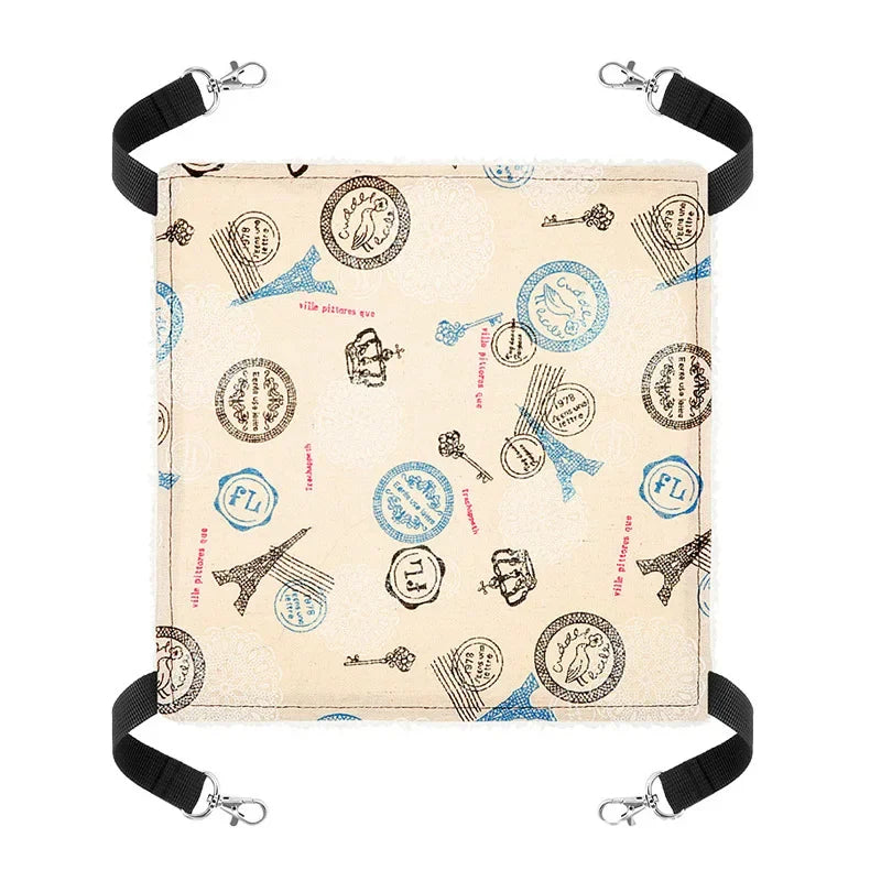 Cat Canvas Hammock Bed Pet Hamster Beds Double-Sided Hanging Bed Pet Swing Bed Hamster Squirrel Rabbit Rest Sleep Supplies