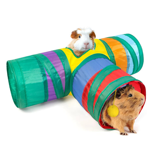 Hamster Toys Rat Tunnel Guinea Pig Tunnel Indoor Small Animal Toys Hamster Toys 3-way Collapsible Tunnel Toy Pets Supplies