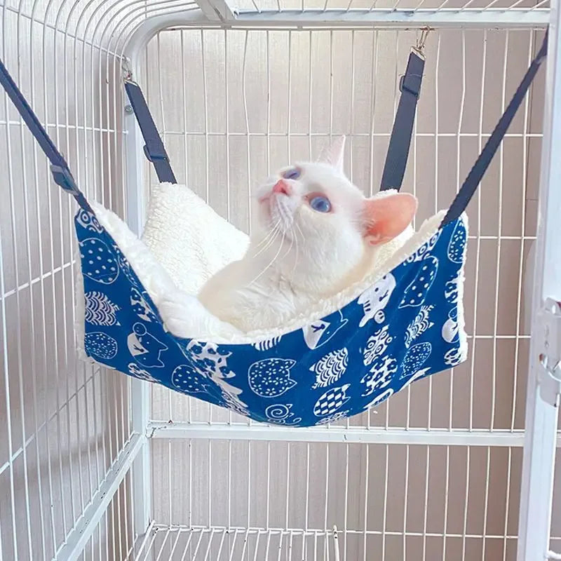 Cat Canvas Hammock Bed Pet Hamster Beds Double-Sided Hanging Bed Pet Swing Bed Hamster Squirrel Rabbit Rest Sleep Supplies